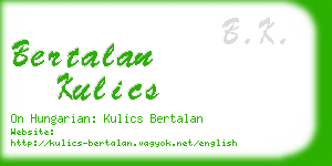 bertalan kulics business card